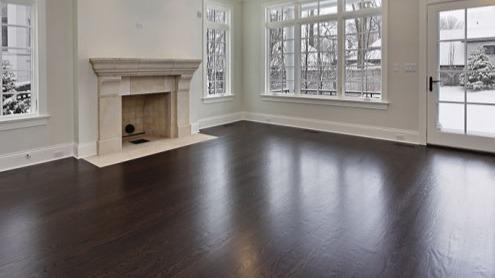 Dark Hardwood by Fireplace