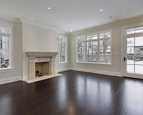 Dark stained hardwood floors after refinishing